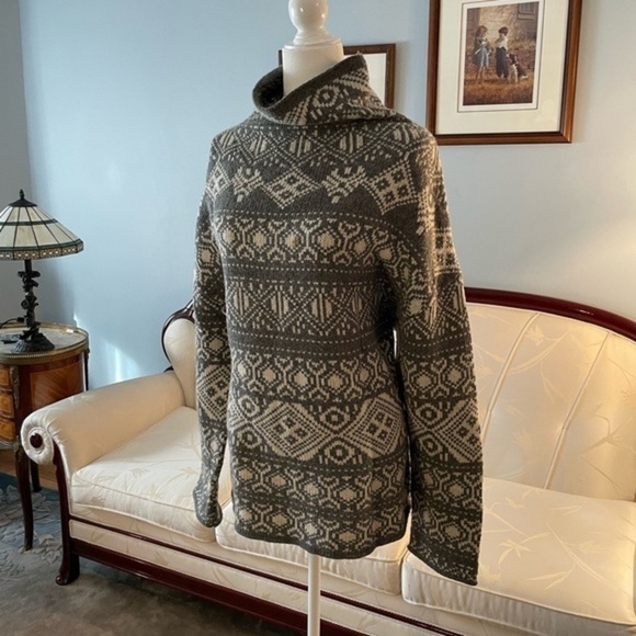 Nordic Style Grey Wool Blend Beautiful Knit Mockneck Sweater Size Extra Large - Picture 4 of 14